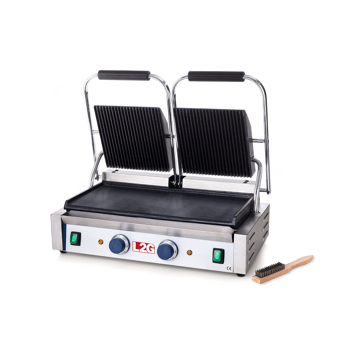 Grill panini double dessus rainuré et dessous lisse
