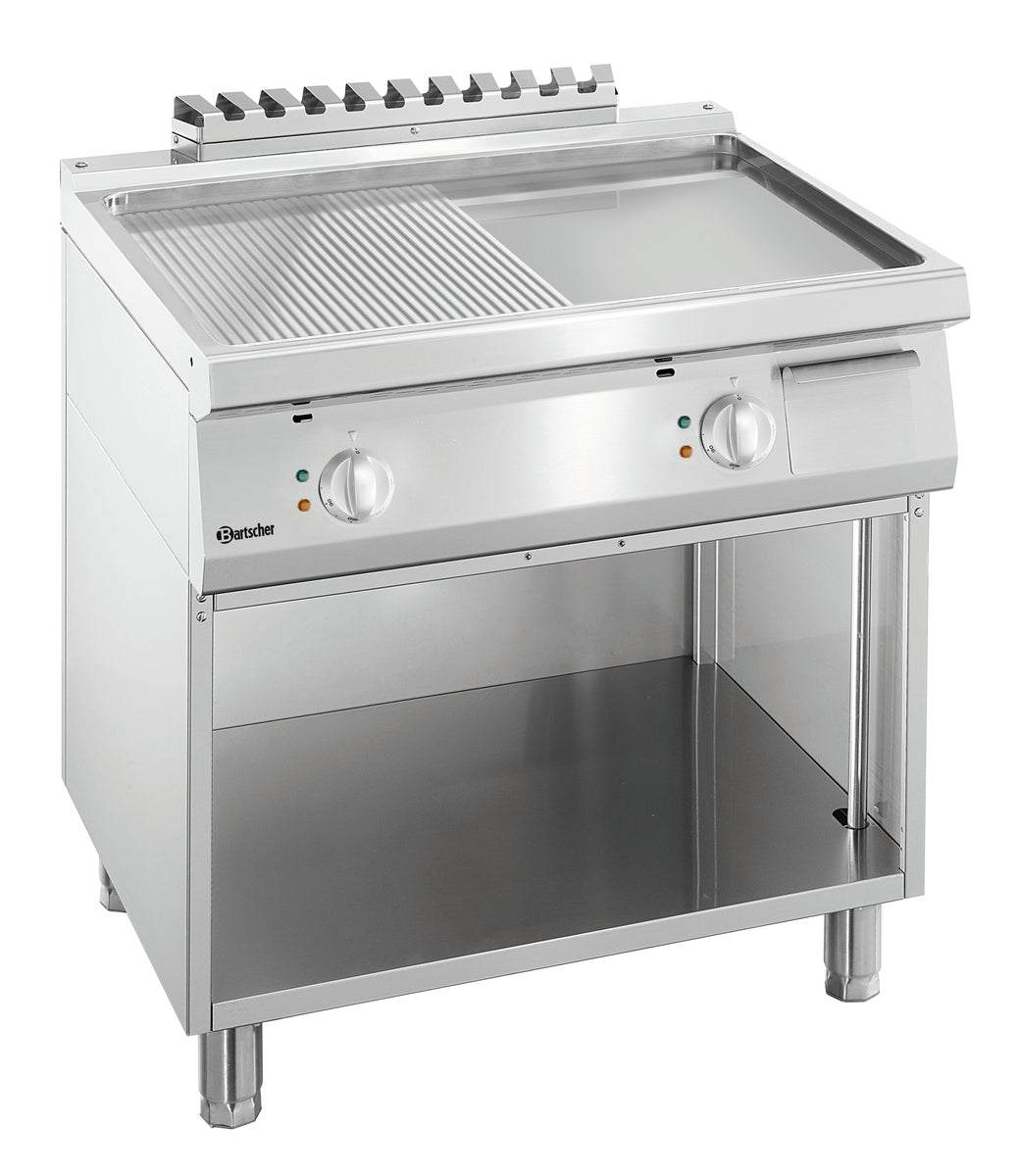 Plaque grill 700, L600, 1/2 lisse + 1/2 nervurée SO
