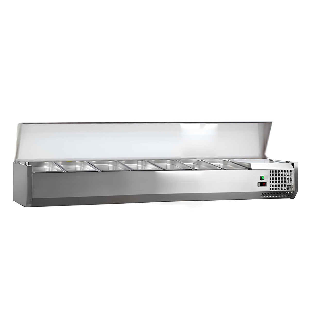 Vitrine à ingrédients inox, +2/+8°c, 1600x380