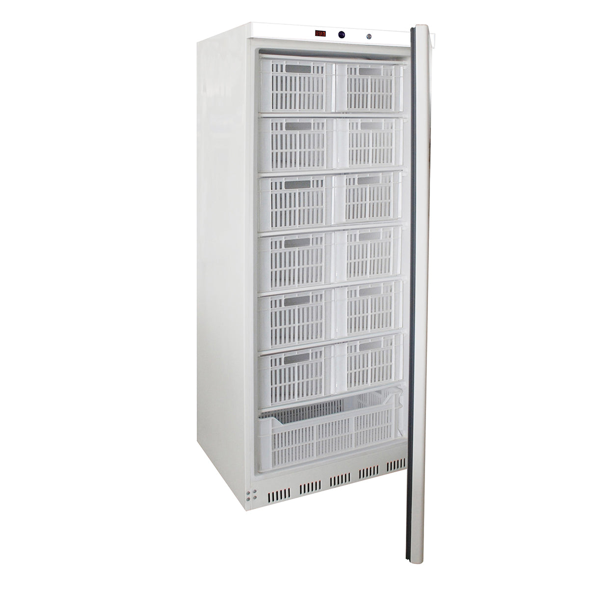 Armoire réfrigérée blanche, -18/-24°c 7 clayettes GN2/1 + 13 paniers