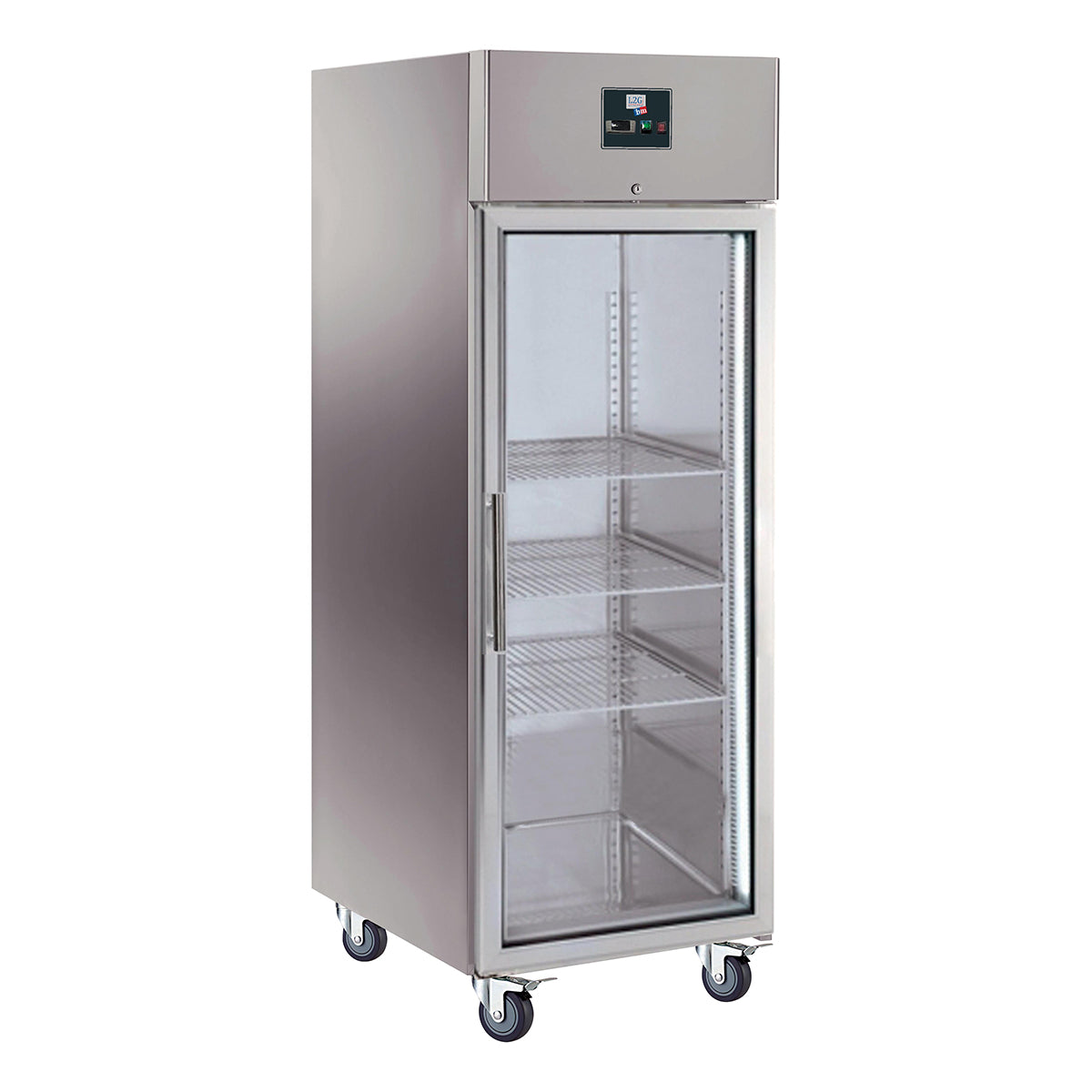 Armoire réfrigérée positive inox, 1 porte vitrée 650 litres