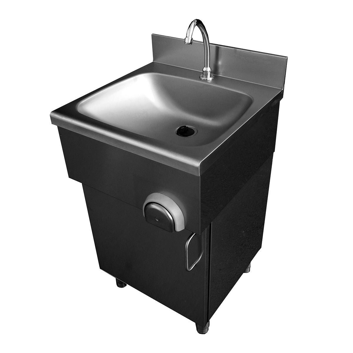 Lave-mains inox sur placard porte battante