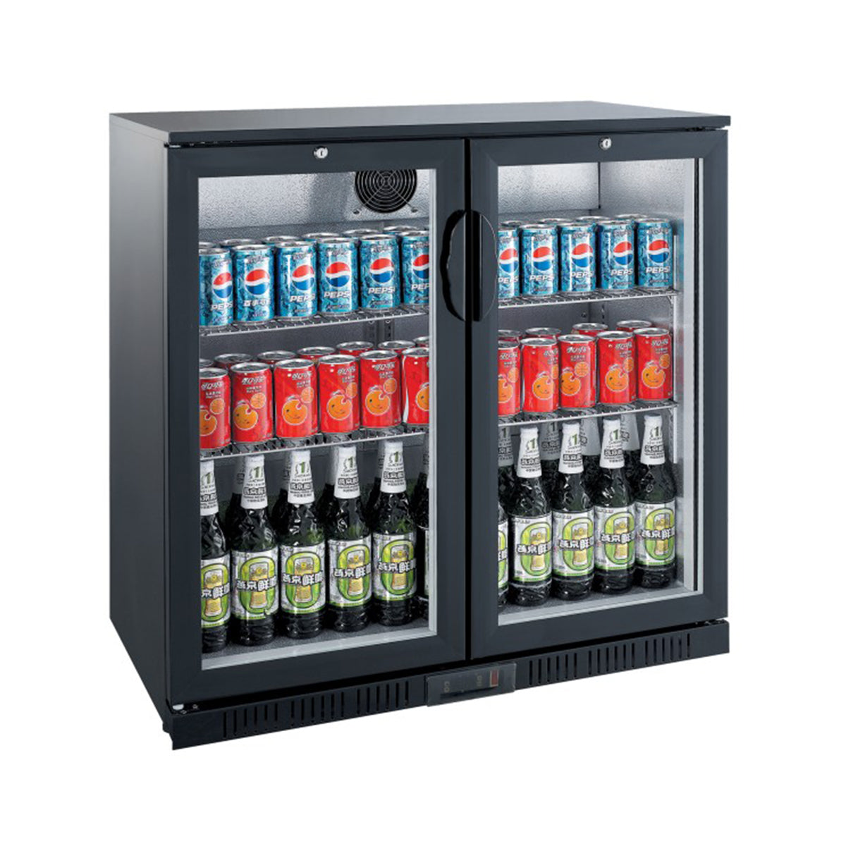 Arrière-bar 2 portes battantes noir 90cm