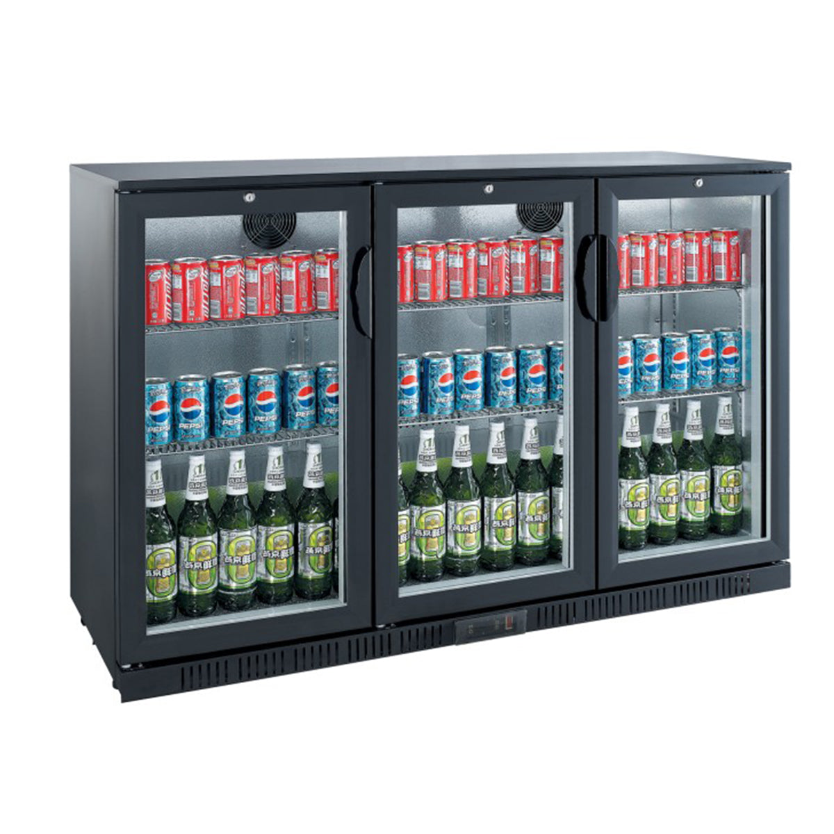 Arrière-bar 3 portes battantes noir 135cm