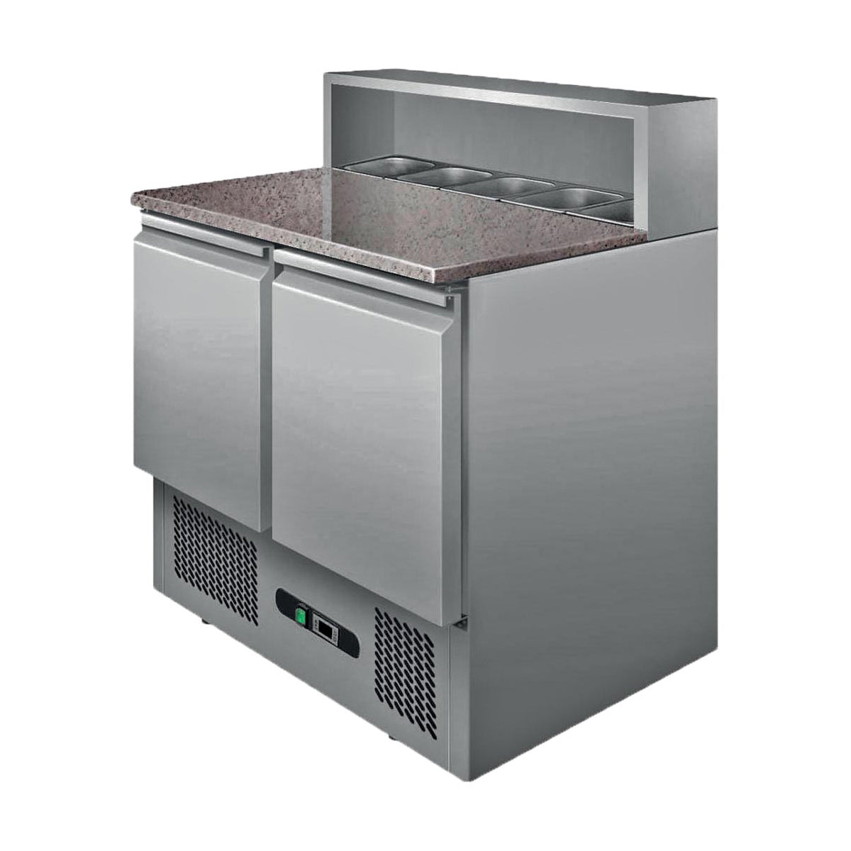 Table à pizzas avec insert pour bacs gastronormes, 2 portes, +2/+8°c