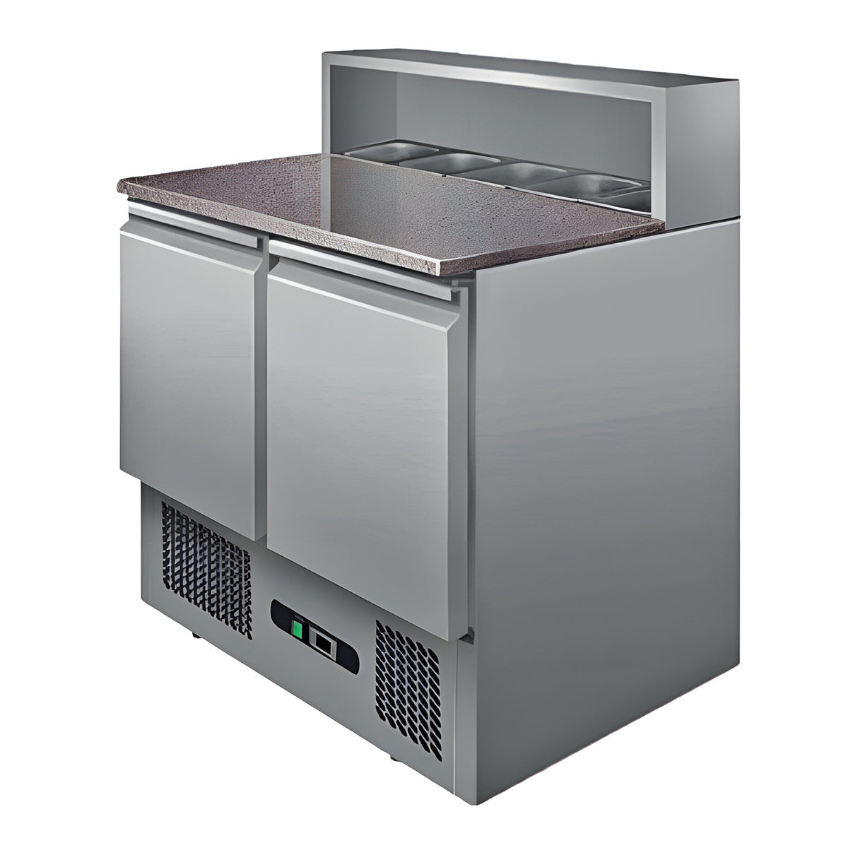 Table à pizzas avec insert pour bacs gastronormes, 2 portes, +2/+8°c