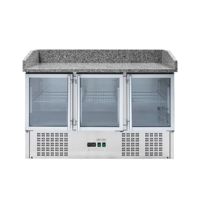 Meuble à Pizza Réfrigéré Compact 600x400 - 3 Portes Vitrées DLSH903GPZ