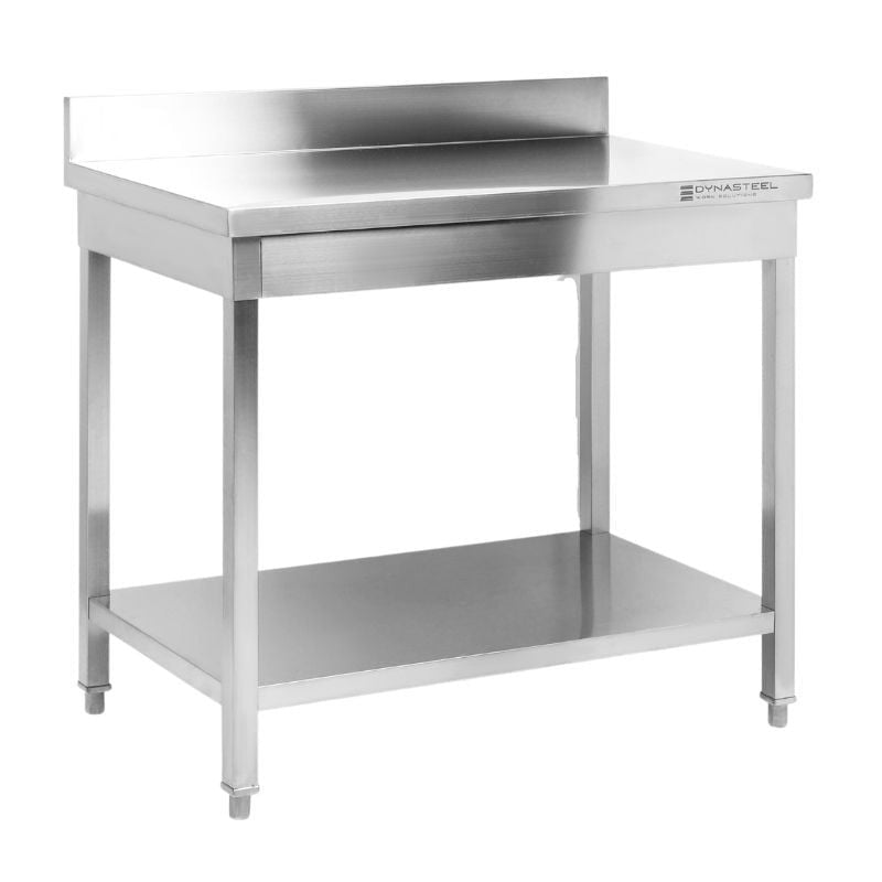 Table Inox avec Dosseret et Etagère - 1000 x 600 mm DLWT106A