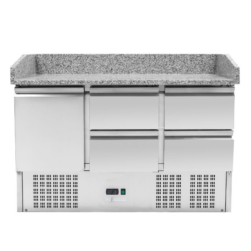Meuble à Pizza Réfrigéré Compact 600x400 - 1 Porte et 4 Tiroirs DLSH903PZ4D