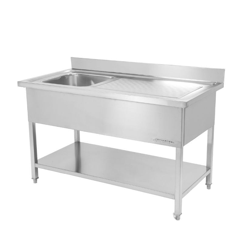 Plonge 1 Bac avec Dosseret et Etagère - 1200 x 700 mm DLST127A